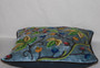 Crewel Ethnic Embroidered Velvet Cushion Throw Pillow "Maple" Teal, Multicolor #CW512