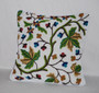 Ethnic Crewel Embroidered Velvet Cushion Throw Pillow "Maple", Multicolor #CW502