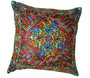 Kashmiri Ethnic "Aari" Embroidered Crewel Silk Pillowcase Cushion Cover, Multicolor #CW2015