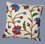 Cotton Crewel Embroidered Pillow Cushion Cover Beige, Multicolor #CW226