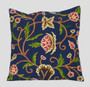 Cotton Crewel Embroidered Pillow Cushion Cover Navy, Multicolor #CW232