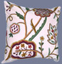 Cotton Crewel Embroidered Pillow Cushion Cover "Watlab", Multicolor #CW328