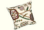 Crewel Cushions Embroidered Throw Pillows "Watlab" Off-White, Multicolor #CW328
