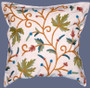 Cotton Crewel Embroidered Pillow Cushion Cover "Maple", Multicolor #CW308