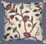 Crewel Ethnic "Aari" Embroidered Pillowcase Cushion Cover Grapevine, Multicolor #CW201