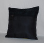 Crewel Embroidered Velvet Cushion Throw Pillow "Watlab" Black, Multicolor #CW501