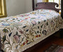 Cotton Crewel Embroidered Bedspread Off-White, Multicolor #FLR1354