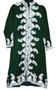 Crewel Kashmiri Embroidered Woolen Coat Long Jacket, White on Green #AO-173