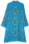 Crewel "Aari" Embroidered Woolen Coat Long Jacket Blue, Multicolor #AO-171