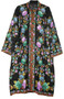 Kashmiri "Aari" Embroidered Linen Coat Long Jacket Black, Multicolor #AO-611