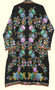 Kashmiri "Aari" Embroidered Linen Coat Long Jacket Black, Multicolor #AO-611