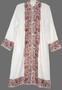Crewel Hand Embroidered Woolen Coat Long Jacket White, Brown #BD-110