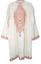 Ethnic Kashmiri Embroidered Woolen Coat Off-White, Rust #AO-143