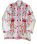 Kashmiri Ethnic "Aari" Embroidered Silk Jacket White, Multicolor #AO-043