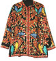 Crewel Kashmiri Embroidered Woolen Jacket "Birds" Black, Multicolor #AO-028