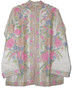 Ethnic Kashmiri Embroidered Silk Jacket White, Multicolor Pastels #AO-018