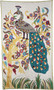 Kashmir Wool Tapestry Area Rug "Peacock", Multicolor Embroidered 3x5 feet #CWR15120