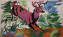 Kashmiri ChainStitch Tapestry Wool Rug "Hangul" Deer, Multicolor 3x5 ft #CWR15132