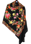 Kashmiri "Aari" Embroidery Wool Shawl Wrap Throw Black, Multicolor #WS-153