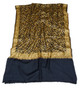 Kashmiri "Aari" Embroidered Woolen Shawl Wrap Throw Black, Olive Emb #WS-142