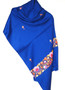 Crewel "Aari" Embroidery Woolen Shawl Wrap Throw Blue, Multicolor #WS-128