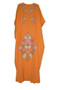 Embroidered Kaftan Cotton Caftan Mustard, Multicolor Embroidery #CKF-003