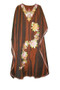 Ethnic Kashmiri Embroidered Silk Kaftan Womens Caftan Rust, Multicolor #SKF-003