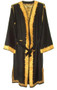 Ethnic "Aari" Embroidered Womens Dressing Gown Black, Yellow Emb #WG-004