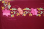 Crewel Ethnic Hand Embroidered Saree, Crepe Silk Sari  Burgundy, Multicolor #SA-108