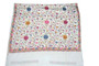 Kashmir Silk Sari Saree White, Multicolor Embroidery #SA-106