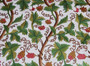 Custom Crewel Embroidered Fabric "Grapevine" Off-White, Multicolor #3303