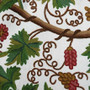 Made to Order Custom Crewel Embroidered Fabric "Grapevine" Off-White, Multicolor #3303