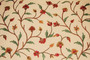Custom Crewel Embroidered Fabric Beige, Multicolor #3306