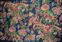 Made to Order Custom Crewel Embroidered Fabric "Birds" Navy, Multicolor #3336