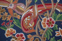 Made to Order Custom Crewel Embroidered Fabric "Birds" Navy, Multicolor #3336