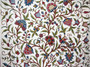 Custom Crewel Embroidered Fabric "Tree of Life Birds" Off-White, Multicolor #3337