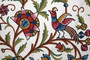 Made to Order Custom Crewel Embroidered Fabric "Tree of Life Birds" Off-White, Multicolor #3337