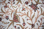 Custom Crewel Embroidered Fabric "Tree of Life" Off-White, Multicolor #3341