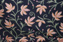 Made to Order Custom Crewel Embroidered Fabric "Maple" Black, Multicolor #3350
