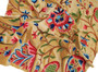 Crewel Embroidered Velvet Fabric "Watlab" Beige, Multicolor #CV401