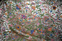 Crewel Velvet Embroidered Fabric "Tree of Life" Olive, Multicolor #CV202