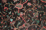 Crewel Embroidered Velvet Fabric "Watlab" Brown, Multicolor #CV302