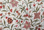 Custom Crewel Embroidered Fabric Off-White, Multicolor #3317