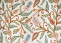 Cotton Crewel Embroidered Fabric "Jacobean" Off-White, Multicolor #SNL102