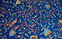 Crewel Embroidered Velvet Fabric "Tree of Life Birds" Sapphire, Multicolor #CV205