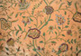 Crewel Embroidered Velvet Fabric "Watlab" Tan, Multicolor #CV305