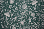 Cotton Crewel Embroidered Fabric "Tree of Life", White on Green #DDR072