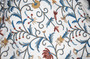 Cotton Crewel Embroidered Fabric "Jacobean" Off-White, Multicolor #TML009