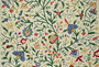 Cotton Crewel Embroidered Fabric "Tree of Life" Cream, Multicolor #DDR302
