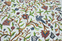 Cotton Crewel Embroidered Fabric "Tree of Life Birds" Off-White, Multicolor #BRD104